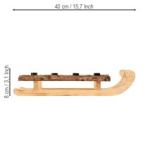 Artikel Deko Schlitten Holz Rinde 4 Stabkerzenhalter 40×12,5cm