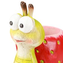 Artikel Deko Schnecke Blumentopf Erdbeer Keramik Grün Rot 15,5cm