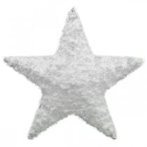 Artikel Deko-Sterne aus Metall, umwickelt mit Garn und Wolle, Weiß, 20 cm, 4 Stück