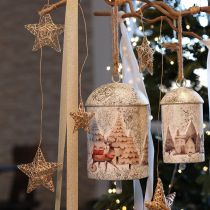 Artikel Deko-Sterne aus Rattan, 11 cm, Natur, 6er-Set, Christbaumschmuck