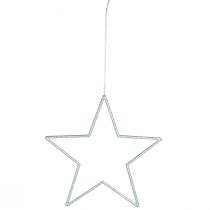 Artikel Deko-Sterne Silber 18 cm mit Glitter, 8 Stück, Kunststoff