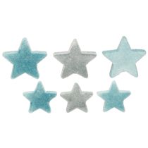 Artikel Deko Sterne beflockt Streudeko Blau Ø4/5cm 40 St