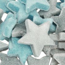 Artikel Deko Sterne beflockt Streudeko Blau Ø4/5cm 40 St