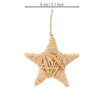 Artikel Deko-Sterne aus Holz mit Hanf und Bast, 7,5 cm, natur, Set mit 8 Stück