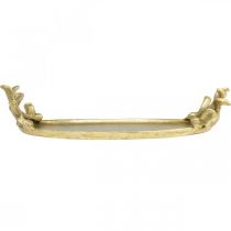 Artikel Deko Tablett Metall Oval Gold Hirschgeweih 35×17cm
