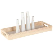 Artikel Deko Tablett Holz Minivasen Keramik Weiß Gold 35x14cm