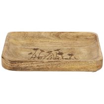 Artikel Deko-Tablett aus Mangoholz mit Blumenmuster 20×15,5 cm