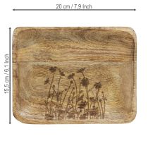 Artikel Deko Tablett Holz mit Blumenmuster Mangoholz 20×15,5cm