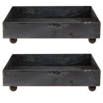 Artikel Deko-Tablett Metall quadratisch 15×15 cm schwarz-grau gewaschen 2 Stück