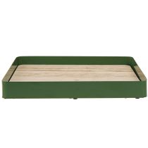 Artikel Deko Tablett Metall Grün mit Holzboden quadratisch 25,5×25,5cm für Tischdekoration