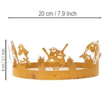 Artikel Deko-Tablett aus Holz und Metall Ø20cm H8,5cm mit Vogelmotiv in Edelrostoptik