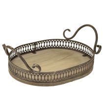 Artikel Deko Tablett oval 23cm x 17,5cm x 7,5cm Braun