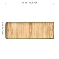 Artikel Deko Tablett rechteckig Grün Metall Holzboden 41×14cm