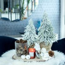 Deko-Tanne mit Schnee, Adventsdeko, Tannenbaum im Topf H37cm