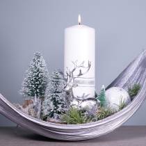 Weihnachtliche Dekoration, Deko-Tannenbaum, Mini-Tanne Grün beschneit H15cm Ø9,5cm 6St