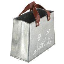 Artikel Deko-Tasche aus Metall 22cm Silber Braun mit Schmetterlingsmotiv für Innen und Außen