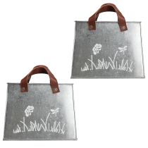 Artikel Deko-Tasche aus Metall 22cm Silber Braun mit Schmetterlingsmotiv für Innen und Außen