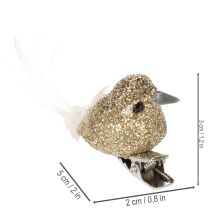 Artikel Deko-Vögel mit Clip Goldfarben Kunststoff 5cm 4er Set