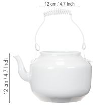 Artikel Deko-Teekessel aus Metall Weiß Ø12cm H16cm für Blumenarrangements