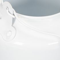 Artikel Deko-Teekessel aus Metall Weiß Ø12cm H16cm für Blumenarrangements