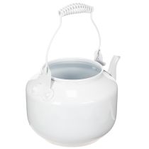 Artikel Deko-Teekessel aus Metall Weiß Ø12cm H16cm für Blumenarrangements