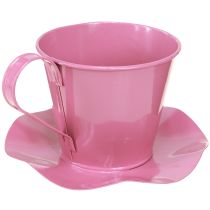 Artikel Deko-Set Metall Teetasse mit Unterteller Rosa Ø12 x H10 cm 8 Stück
