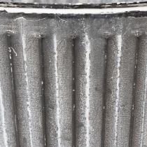 Artikel Metalltopf Ø21,5cm mit Henkeln und Jutekordel, Verzinkter Pflanzkübel im Shabby Chic
