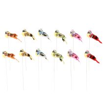 Artikel Deko-Vögel aus Schaumstoff mit echten Federn am Draht 8x3,5cm, bunt sortiert, 12 Stück