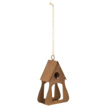 Artikel Deko-Vogelhaus zum Hängen aus Metall 17,5 cm Rostoptik mit Juteband