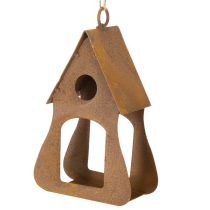 Artikel Deko-Vogelhaus zum Hängen aus Metall 17,5 cm Rostoptik mit Juteband