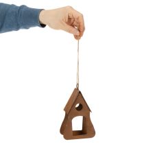 Artikel Deko-Vogelhaus zum Hängen aus Metall 17,5 cm Rostoptik mit Juteband