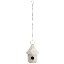 Artikel Deko Vogelhaus aus Metall zum Hängen, Ø 15 cm, H 21 cm, Antik Weiß-Grau