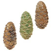 Artikel Deko Zapfen Keramik Sortiert Grün Gelb Braun 8,5cm 6 St