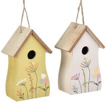 Artikel Deko zum Hängen Vogelhäuschen Holz Weiß Gelb 13cm 2 St