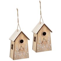 Artikel Deko-Vogelhäuschen aus Holz, 14,5 cm, Weiß und Natur, 2 Stück, zum Hängen
