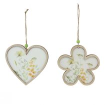 Artikel Deko Anhänger Holz Blume Herz Motiv Blumen 12cm 6 St