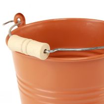 Artikel Deko-Eimer aus Metall mit Holzgriff Ø16cm Orangebraun, 1,6L