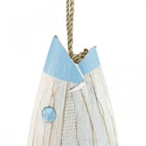 Deko Fisch Holz Holzfisch zum Aufhängen Hellblau H57,5cm