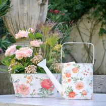 Deko Gießkanne Metall Vintage Rosen Sommerdeko Garten H31,5cm