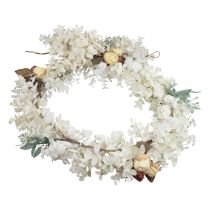 Artikel Deko-Girlande künstlicher Eukalyptus mit Rosen, 170 cm, gebleicht, Weiß und Gelb