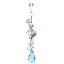 Deko-Hänger silber, blau L 23cm
