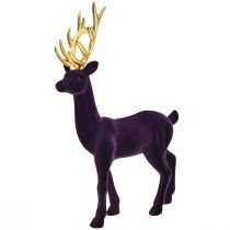 Deko Hirsch Rentier Violett Gold Dekofigur Beflockt H37cm