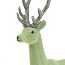 Deko Hirsch Rentier Dekofigur Weihnachten Grün Grau H37cm