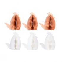 Artikel Deko Huhn Hahn Wabenpapier Weiß Orange 7,5×4,5×8cm 6 St