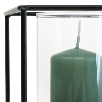 Deko Kerzenhalter Schwarz Metall Windlicht Glas 12×12×13cm