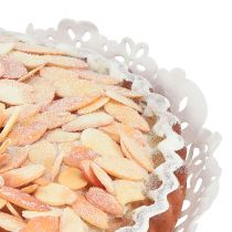 Artikel Lebensmittelattrappe Mandeltorte aus Kunststoff, 19cm, beige-gold, für Schaufensterdeko