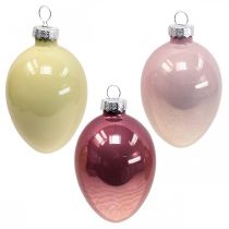 Deko Ostereier zum Aufhängen Glas Rosa/Grün Osterdeko 6St