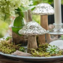 Deko Pilz Holz Holzpilz mit goldenem Mosaikmuster H12cm
