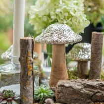 Deko Pilz Holz Holzpilz mit goldenem Mosaikmuster H17cm