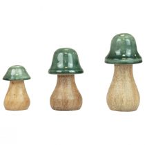 Artikel Deko Pilze Holzpilze Dunkelgrün Glänzend H6/8/10cm 3er-Set